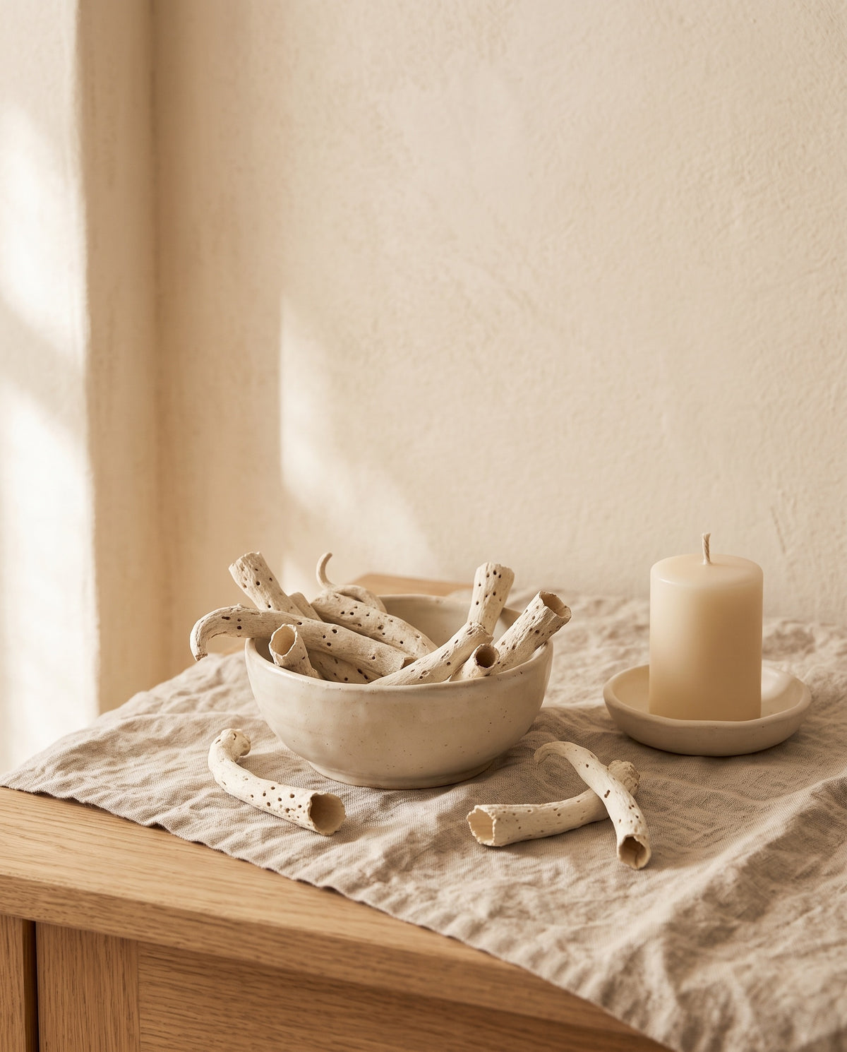 Ideia de utilização: cápsulas secas brancas a decorar. Velas e acessórios não incluídos.