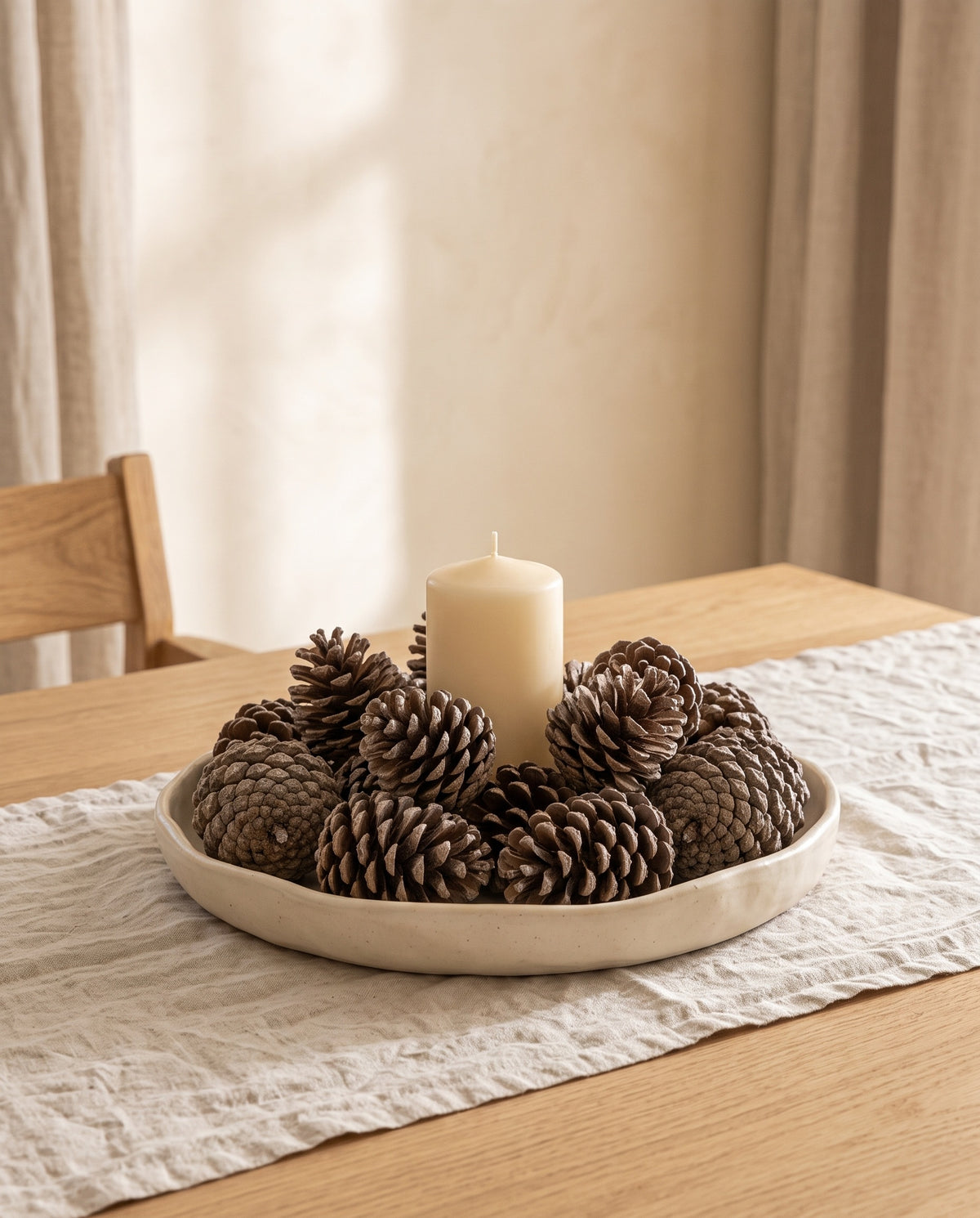 Ideia de utilização: pinhas secas médias de 8 a 11 cm a decorar. Velas e acessórios não incluídos.