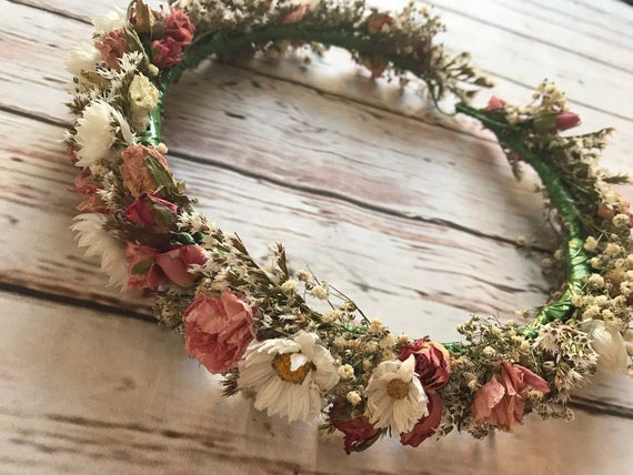 Diadema de flores secas vintage