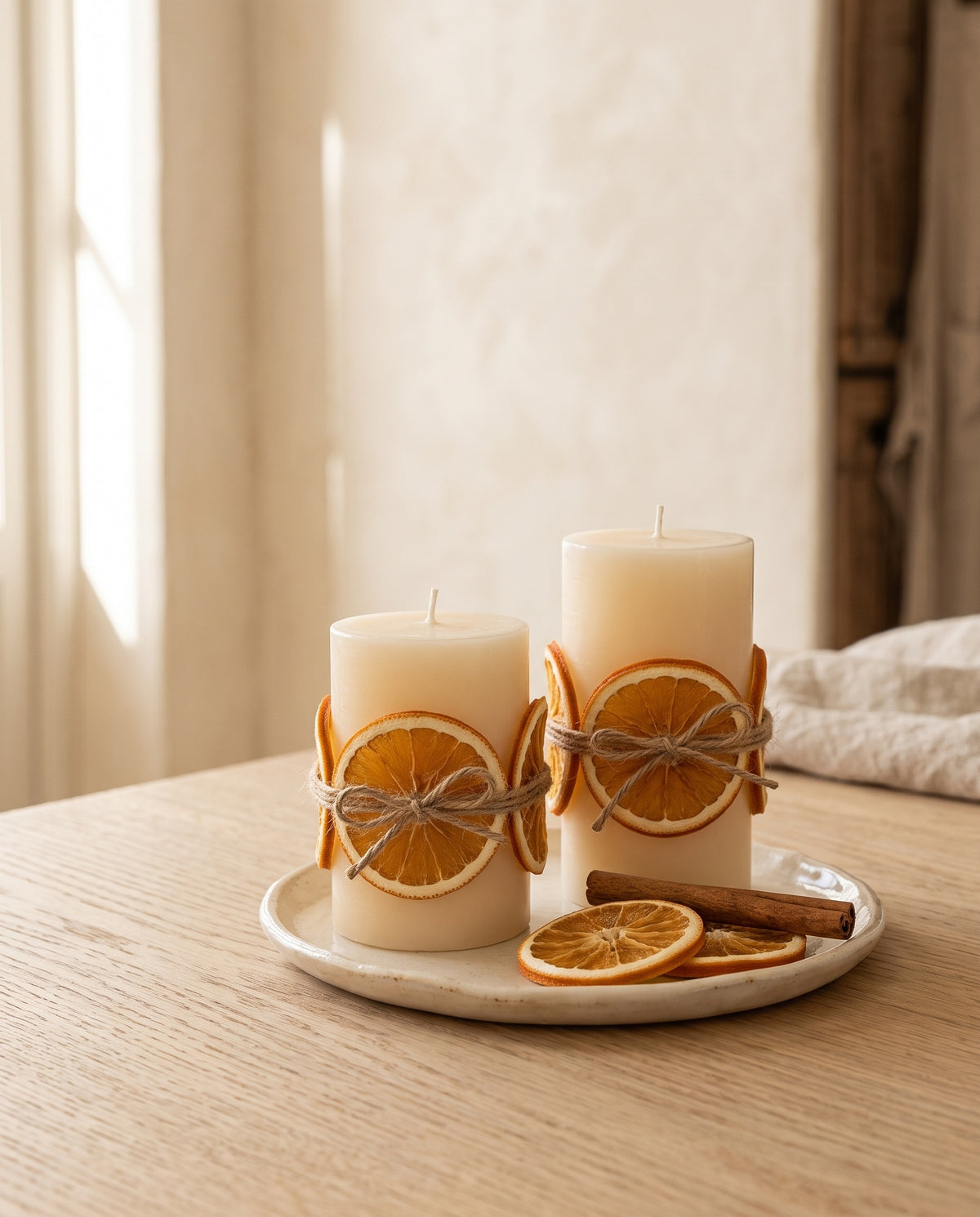 Ideia de utilização: rodelas de laranja desidratada a decorar. Velas e acessórios não incluídos.